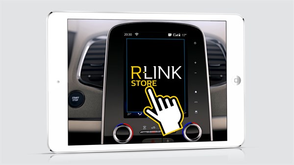 Renault R-LINK 2 - Tablette IPad blanc avec écran d'accueil R-LINK