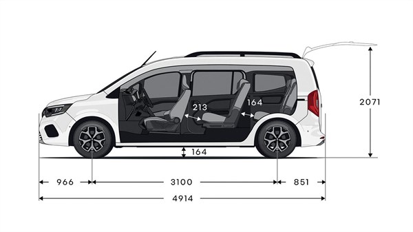 dimensions véhicules - modularité - Renault Grand Kangoo
