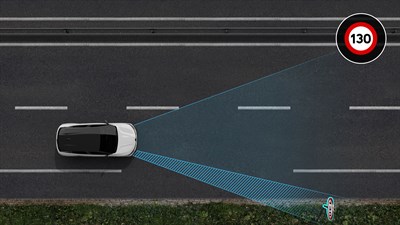 Renault Megane E-Tech 100% électrique - reconnaissance des panneaux de signalisation